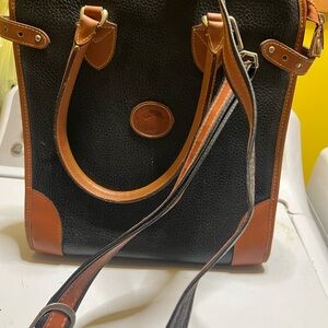 Dooney & Bourke Black and Tan Pebble Leather Satchel  vintage